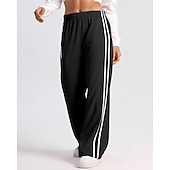 baratos Calças de Corrida &amp; Meias-Mulheres Calças de corrida casuais Calças Palazzo Casuais Calças esportivas Patchwork Bolsos Cintura elástica Vestuário de atletismo Casual Diário Ao ar livre Verão Primavera Outono Proteção Solar