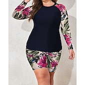 Χαμηλού Κόστους Rash Guards One Pieces-Γυναικεία Πρότυπο Προστατευτικά Σουίτες μπάνιου για μεγάλα μεγέθη Τανκίνι και μπικίνι για σέρφινγκ Τροπικό Προστασία UV Ελαστικό Μακρυμάνικο Μαγιό Μπολύζες Σέρφινγκ Καταδύσεις Κολύμβηση Καλοκαίρι