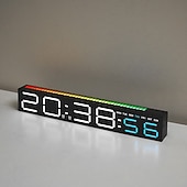 お買い得  スマートデコレーションライト-デジタル目覚まし時計、寝室用デジタル時計、10色に変化するナイトライト、DST、明るさ調節可能、ベッドサイド用ダイナミック音楽同期、ゲーミングPC &amp;テレビのバックライトストリップの装飾