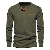 economico Magliette Henley da uomo-Per uomo Maglietta Manica Lunga Henley Estate Primavera Autunno Semplice Moderno Casual Confortevole Bottoni Base Casuale Casa Streetwear Nero Vino Grigio chiaro Maglietta Top per Uomo