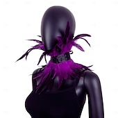 cheap Accessories-Carnival 2026 Rio Carnival Samba Accessories Women's Red Feather Choker Collar, Gothic Vampire Devil Costume Necklace Brazil Festival Performance Costume
