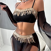 abordables vêtements de pole dance-Ensemble de costume de danse du ventre à franges à sequins Samba Dancewear Costume de performance