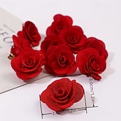 economico Regali-Set da 20 fermagli per capelli da donna a forma di rosa in tessuto rosso, ideali per San Valentino, feste, riunioni, matrimoni e per l'uso quotidiano.