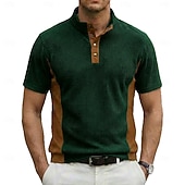 economico Maglietta casual Henley-Per uomo Camicia di Velluto a Coste Maglia Henley Maglietta Manica Corta Tinta unica Semplice Testurizzato Moda Designer Casual Bottoni Collo alla coreana Henley Casuale Quotidiano All'aperto Estate