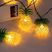 abordables Funciona con energía solar-Guirnalda de luces solares con forma de piña, 30 LED, luces tropicales de verano de 4,5 m, ideal para patios, familias, bodas, dormitorios, cumpleaños y decoración de jardines tropicales hawaianos.