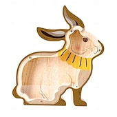 billige påske-Tresparegris av kanin for barn, uknuselig myntbøtte av tre for barn, søt pengebøtte, kaninbøtte til jul, bursdag, påskegaver, sparegrisleke for jenter, gutter