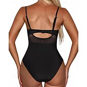 cheap One Pieces Rash Guards-Women's Bathing Suit Swimsuits One Pieces Solid Colored Mesh UV Protection Elastic Sleeveless Swimwear Swimsuit Surfing Diving Swimming Summer