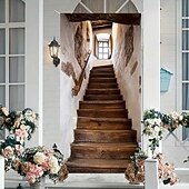 billige Dørdeksler-Dørdeksel 3D optisk illusjon 2D flatt trykk tretrapp i steinvegg design perspektiv korridorklistremerke