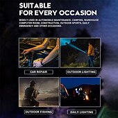 baratos lanternas táticas-Lanterna LED recarregável de alto lúmen, lanterna tática de 1500mAh com luz lateral COB, à prova d'água IPX6, 7 modos, zoom, ideal para camping, emergências e trilhas.