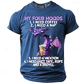  My Four Moods I Need Coffee Nap Vacation Duct Tape Rope And A Shovel Funny Purple Dragon Mens Black T Shirt Sarcastic Graphic Tee S M L XL XXL XXXL
