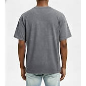 cheap Casual Henley Tee-SoftFade™ Men's Tee Cotton T Shirt Washed Shirt Short Sleeve Henley Summer Spring Solid Color Plain Vintage Designer Casual Faded Buttons Casual Daily Outdoor Gray Top Tee for Men