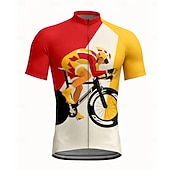 voordelige Heren shirts-Voor heren Wielrenshirt Grafisch Geometrisch Korte mouw Fietsen Shirt Kleding Bovenlichaam met 3 achterzakken UV-bestendig Sneldrogend Rits Aan De Voorzijde Reflecterende strips Sport Geel Rood Oranje