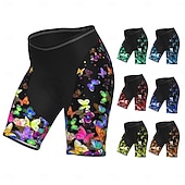 お買い得  ウィメンズパンツ・ショーツ・スカート-女性用 虹色 バタフライ LGBT サイクリング ロード ショーツ バイクショーツ パッド入りサイクリングショーツ バイク ショートパンツ パンツ マウンテンサイクリング ロードバイク スポーツ 3Dパッド 速乾性 ソフト 反射性ストリップ ブラック イエロー スパンデックス 衣類 サイクルウェア