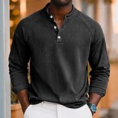 levne základní trička-SoftFade™ Pánské Tričko Henley košile 100% Bavlna Kyselé praní Tričko Krátký rukáv Jednoduché Solidní Vintage Streetwear Příležitostné Barvené Prané Raglánové rukávy Postavený límec Henley Ulice