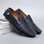 billiga Casual loafers-Herrloafers i läder – bekväma slip-ons för vardagsbruk, kontor och resor
