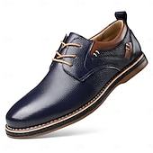 preiswerte Lässige Schnürschuhe-Marineblaue Herren-Business-Casual-Schuhe aus Kunstleder – bequeme und stilvolle Schuhe für Büro und Golf