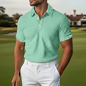 billige Golfpolo for menn-Herre Med Tekstur Golf skjorte Avslappet Virksomhet Klassisk Kortermet Mote Moderne Helfarge Hawaii Knapper Sommer Vår Vår sommer Normal Svart Hvit Grønn Kakifarget Med Tekstur