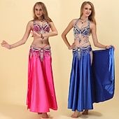 cheap Tops &amp; Sets-Samba Dancewear Glamorous Beaded Chain Sequin Belly Dance Costumel Performance Costume