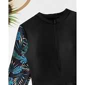 Недорогие Рашгард One Pieces-Жен. Стандартный Рашгард Купальные костюмы больших размеров Танкини и бикини для серфинга тропический Застегнуться УФ-защита Эластичный Длинный рукав Купальники Серфинг Дайвинг Плавание Лето