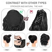 tanie Kucyki-Przedłużanie kucyka - 12-calowe przedłużki z włosów w kucyk ze ściągaczem dla kobiet, syntetyczne, kręcone, falowane, sztuczne kucyki, do codziennego użytku na imprezach (mieszany brąz) 12 cali