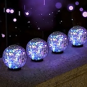 tanie Światła ścieżki i latarnie-2 szklane kule solarne LED, oświetlenie ogrodowe, ślubne, 12 cm, 30 diod LED, kuliste, wkładane do gruntu, zewnętrzne, wodoodporne, oświetlenie trawnikowe, na imprezy, święta, ścieżka ogrodowa, dekoracja krajobrazu