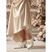 billige Mor til bruden/groom-vintage hvite snørehæler for kvinner – viktoriansk-inspirerte bryllupssko fra 1920-tallet med elegant blondesløyfe for bruder og formelle arrangementer
