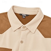economico Camicie da lavoro da uomo-Per uomo Camicia Camicia a nido d'ape Camicia casual Camicia vintage Camicia con Bottoni Camicia cargo Nero Kaki Manica Lunga Blocco di colori Bavero All'aperto Casuale Patchwork Abbigliamento Moda