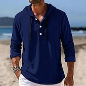 preiswerte Freizeithemden für Herren-Herren Hemd Freizeithemd Cordhemd Blau Weiß Marineblau Grau Langarm Einfach Mit Kapuze Lässig Täglich Mit Kapuze Bekleidung Vintage Mode Streetwear Täglich