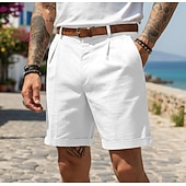 economico retrò-Per uomo Shorts Shorts di Lino Shorts eleganti Pantaloncini Estivi Pantaloncini plissettati Elastico in vita Gamba Dritta Semplice Tinta unita Comodità Traspirante Lunghezza al ginocchio Quotidiano