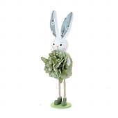 cheap Easter Basket Stuffers-Easter Basket Stuffers Easter Bunny Decorations for Home, Handmade Standing Rabbit Figurines with Flowers, Cute Spring Easter Decor for Tiered Tray, Table, Shelf, Mantle