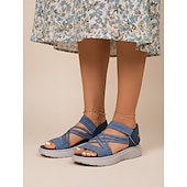 voordelige Sport Sandalen-Comfortabele, blauwe sandalen met bandjes voor dames – lichtgewicht sportsandalen voor buitenwandelingen, reizen, vakantie en dagelijks gebruik.
