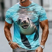  Per uomo Animale Divertente Maglietta Manica Corta maglietta Stampa 3D Girocollo Camicia Esagerato Designer Feste Ferie Blu Blu 2# Estate Primavera Abbigliamento S M L XL XXL XXXL