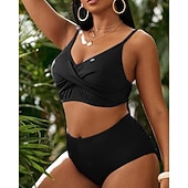 baratos Surfistas Tankinis &amp; Bikinis-Mulheres Padrão Tankinis e biquínis para surfe Roupa de banho 2 Peças Cor Sólida Sem costas Proteção UV Elástico Sem Manga Roupa de Banho Surfe Mergulho Natação Verão