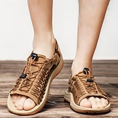 economico Infradito da Vacanza-sandali da uomo color cuoio con cinturini regolabili, traspiranti e comodi, ideali per attività estive all'aperto e vacanze