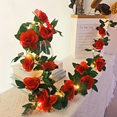 levne Řetězová světla baterie-Umělé květinové, zelené a vinné révy pohádkové řetězové světýlka 2m 20LED simulované růžové světýlka na svatbu, Valentýn, domov, balkon, zahradu, oblouky, sváteční, párty dekorace