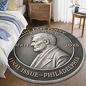 tanie Dywany obszarowe-okrągły dywanik, hołd dla ostatniego centa 1793-2025, projekt monety pamiątkowej Lincolna, pamiątkowy dywanik jednocentowy, historyczny motyw monety amerykańskiej, rzadkie wydanie kolekcjonerskie,