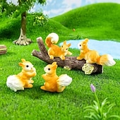 halpa Veistokset-4 kpl pikkuoravia, sammal-mikromaisema-orava-puutarhan koriste-esineitä, kodin työpöydän pieniä koriste-esineitä tee-se-itse, ulkotilojen mini-nurmikon koristelu, sarjakuva-orava-sarja, auton sisustus