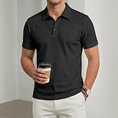 economico Polo classica da uomo-Per uomo Polo a maglia intrecciata Polo da Golf Casuale Affari Bavero Colletto Polo a Coste Manica Corta Essenziale Moderno Blocco di colori Testurizzato Jacquard Bottoni Primavera Primavera &amp; Estate