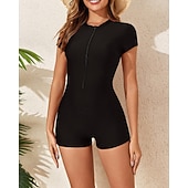 رخيصةأون راش غاردز ون بيس-نسائي معيار حماية ضد التحسس ثوب السباحة لباس السباحة لون سادة إحزم حماية UV مطاط كم قصير ملابس السباحة بودي سوت تزلج على الماء غوص سباحة الصيف