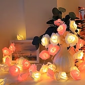 abordables Tiras de Luces LED-Guirnalda de luces rosas de 1,5 m y 10 LED con pilas para bodas, fiestas, hogar, terrazas, San Valentín, Día de la Madre, cumpleaños, luces decorativas.