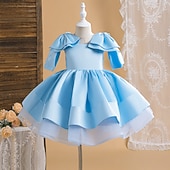 preiswerte Partykleider-Kinder Mädchen Partykleid Einfarbig Ärmellos Besonderer Anlass Geburtstag Niedlich Süß Polyester Midi Partykleid Sommer Frühling Kinder Rosa Rote Himmelblau