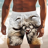  رجالي كارتون الخراف مضحك ترونكس السباحة شورتات السباحة شورتات التزلج خصر متوسط ستايل هاواي شاطئ عطلة جيوب جانبية بطانة الشبكة خصر مرن برباط مصمم ملابس