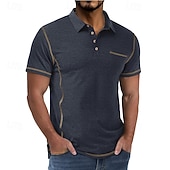 ieftine Polo clasic pentru bărbați-Bărbați Polo Cămașă de golf Casual Afaceri Clasic Manșon scurt Modă Culoare solidă Buzunar Nasturi Vară Primăvară Toate Sezoanele Fit regulat Negru Alb Roșu Vin Bleumarin Kaki Gri Deschis Polo