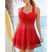 Χαμηλού Κόστους Surfing Tankinis και Bikinis-Γυναικεία Μαγιό Τανκίνι 2 τεμάχια Μονόχρωμο Μπογιάγκ Γρήγορο Στέγνωμα Ελαστικό Αμάνικο Μαγιό Σέρφινγκ Παραλία Κολύμβηση Καλοκαίρι