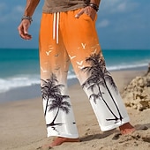 economico Pantaloni casual stampati da uomo-Per uomo Albero di Cocco Colore sfumato Piante Tropicali Pantaloni Pantaloni Larghi Pantaloni casual Misura del girovita medio Hawaiano All'aperto Vacanza Abbigliamento mare Coulisse elastica in vita