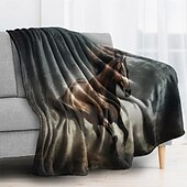 Недорогие Тонкие одеяла и пледы-День независимости Одеяло Флисовые одеяла Плед для дивана Лошадь Подарок Классика 3D Диван Кровать Декоративное одеяло Теплое одеяло Домашний декор