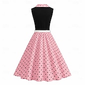 halpa Mekot-1950-luku Retro / vintage rockabilly Keskipäivä Swing -mekko Flare mekko Hihaton Pistekuvio Muotoonommeltu Keinu Naamiaispuku Naisten Karnevaali Ystävänpäivä Naamiaiset Loma Arkikäyttö Tyttöjen