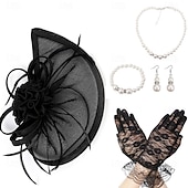 economico Fascinatori &amp; Cappelli-Derby Guanti Collana Cappello Fascinator Gentildonna Costume Per donna Mascherata Ascot Festival delle corse di cavalli Adulti Copricapo