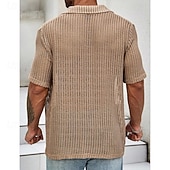 cheap Men's Smart Casual Shirts-Men's Shirt Texture Casual Shirt Button Up Shirt Light Blue Short Sleeve Plain Shirt Collar Casual Daily Hollow Out Clothing Apparel Elegant Fashion Casual