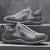 baratos Tênis Casuais-Tênis masculino em mesh e couro sintético – calçado de corrida de alto desempenho para aventuras ao ar livre e atividades físicas.